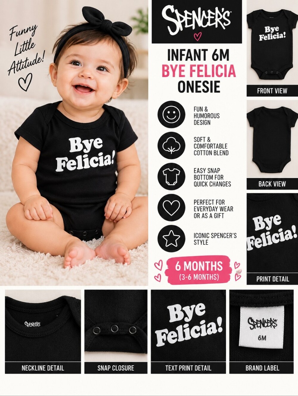 Spencer's infant 6m bye Felicia humorous onesie #34